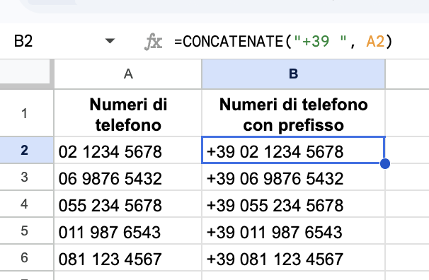 Scrivi la formula per il prefisso