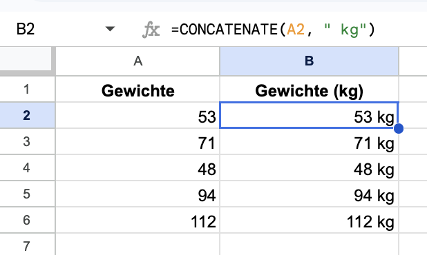 Suffix-Formel schreiben
