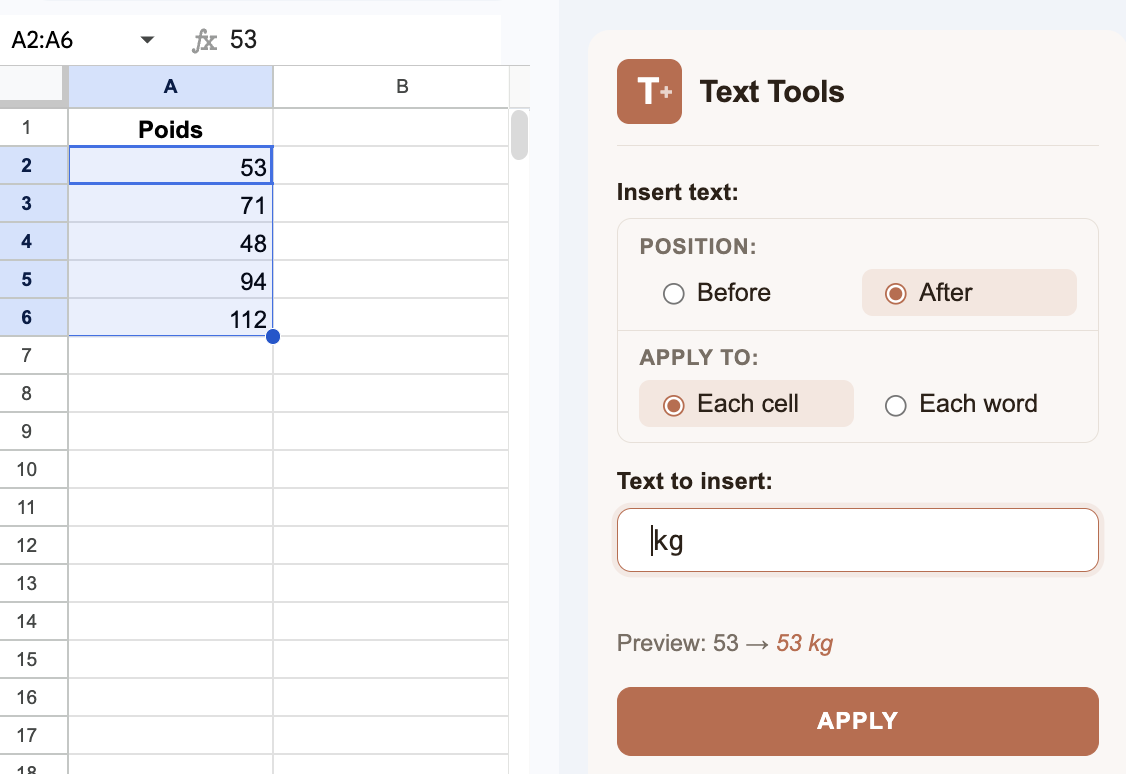 Méthode 2 : Avec Text Tools (plus rapide)