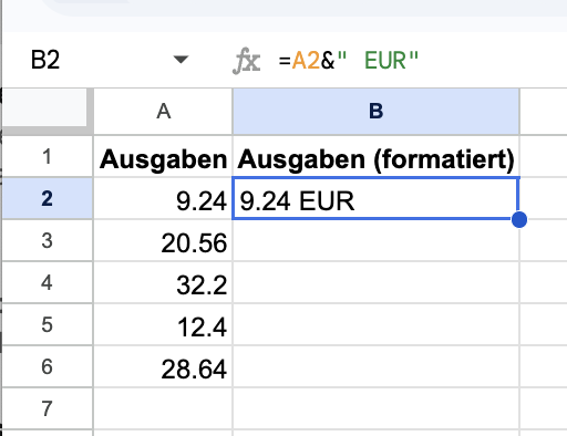 CONCATENATE-Formel schreiben