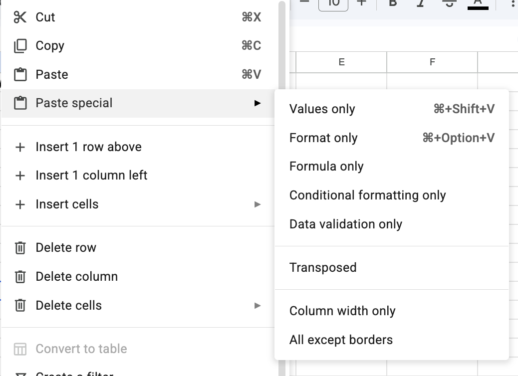 Copy down and paste as values