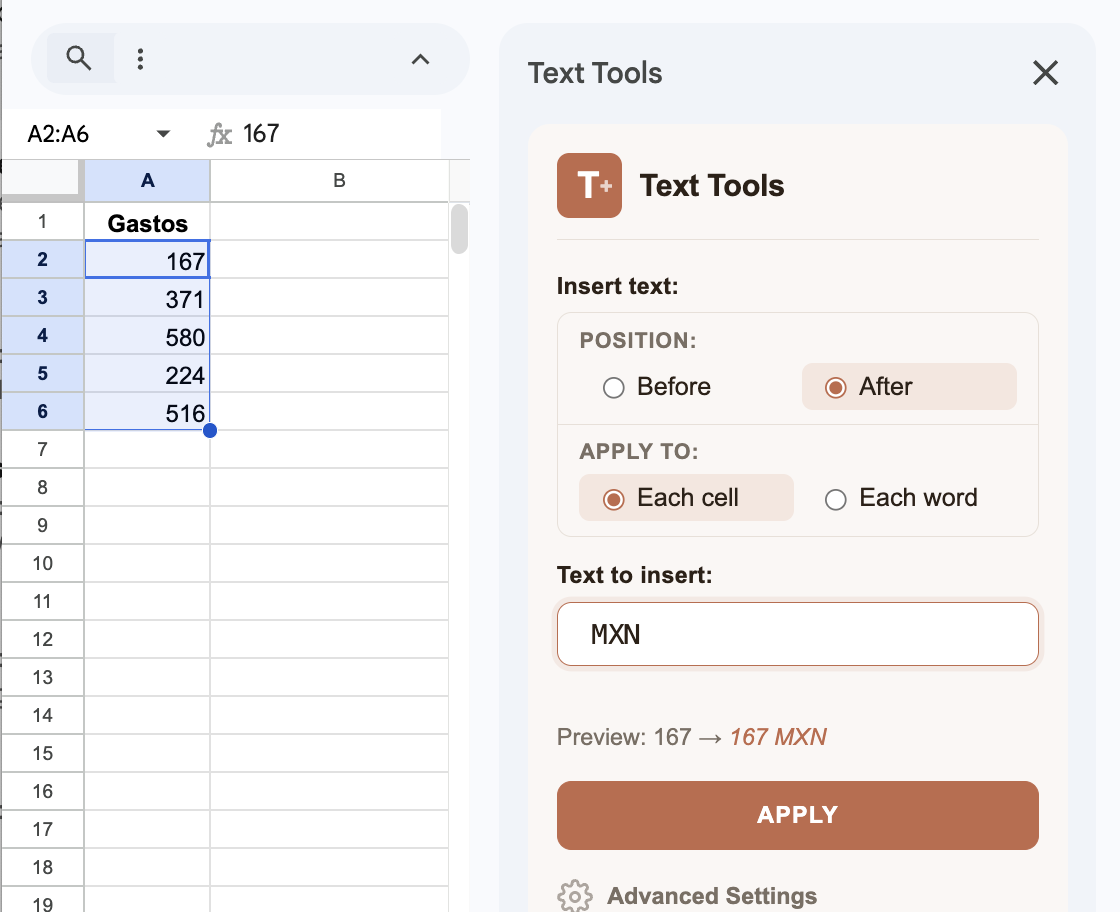 Método 2: Con Text Tools (más rápido)