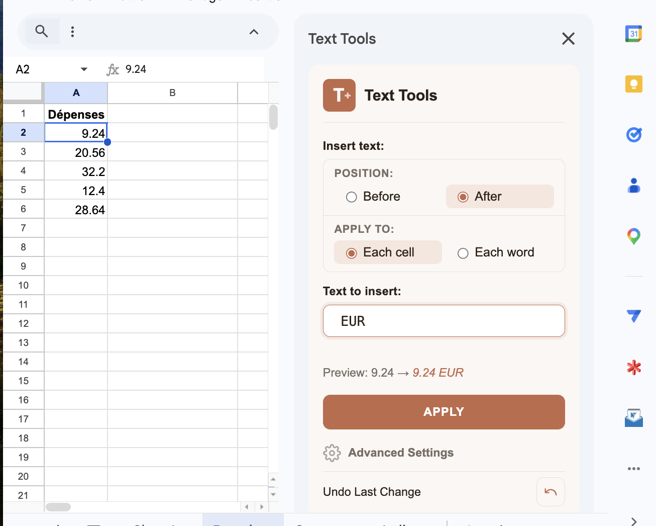 Méthode 2 : Avec Text Tools (plus rapide)