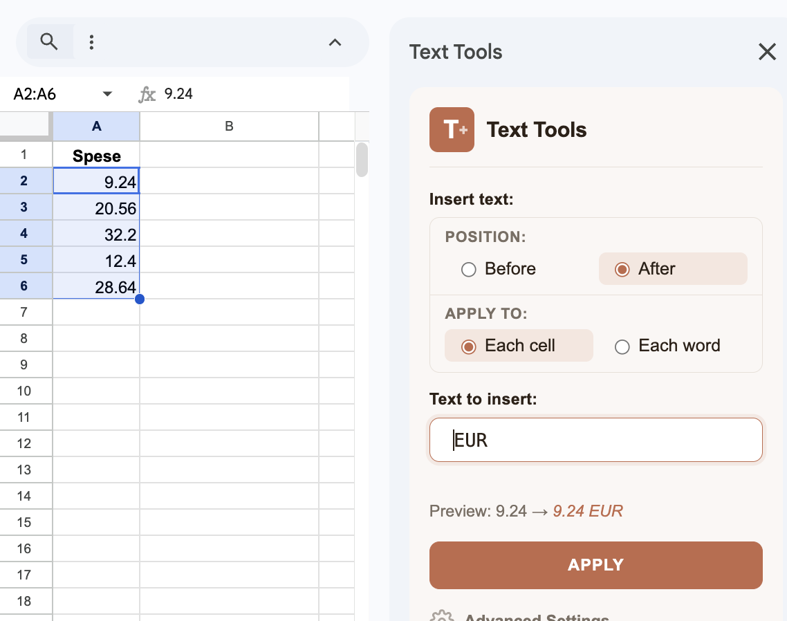 Metodo 2: Usare Text Tools (più veloce)