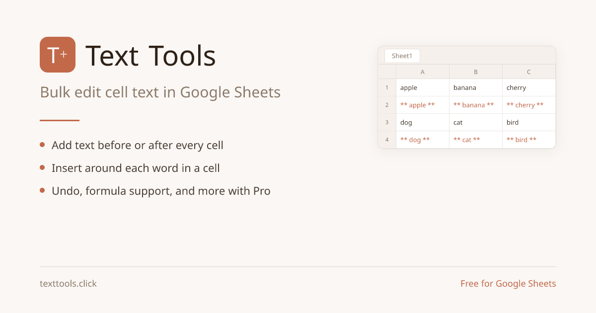 Text Tools Google Sheets add-on sidebar inserting https:// prefix before each cell